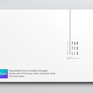 Minimalist Design Portfolio Template bundled with CV - Cover Letter | A3 Size | Canva Template | Instructions & Samples included