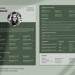 Design Professional/Academician CV & Cover Letter Bundle | Fully Editable A4 Size Canva Template