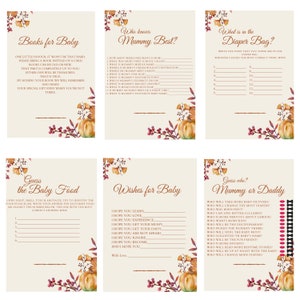 12 Printable Baby Shower Games, Fall Theme, Autumn Theme, Little ...