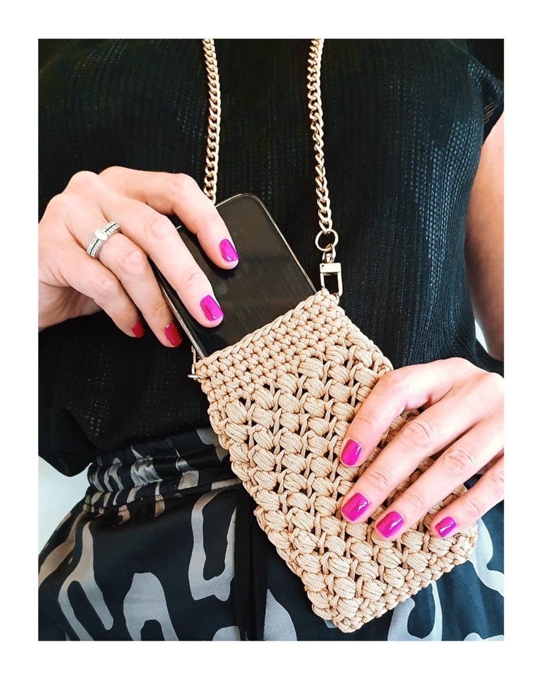 Cell Phone Pouch, Mobile Phone Purse, Crochet Bag, Small Bag, Cell ...