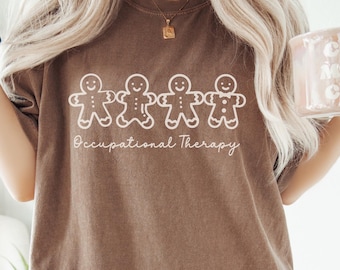 Occupational Therapy Gift Unisex Comfort Colors® Gingerbread Man Minimal Christmas Shirt, OT and COTA Winter Holiday Work Tee, OT Student