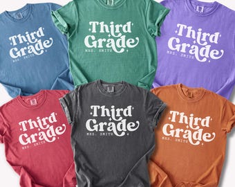 Third Grade Custom Name Team Teacher Shirt, Back To School Tee, First Day Of School Group T-shirt