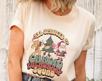 Cardiopulmonary Crew Retro Christmas Work Shirt, Cardio Pulmo Team Christmas Shirt, Cardiopulmonary Nurse Group Holiday Shirt for Work