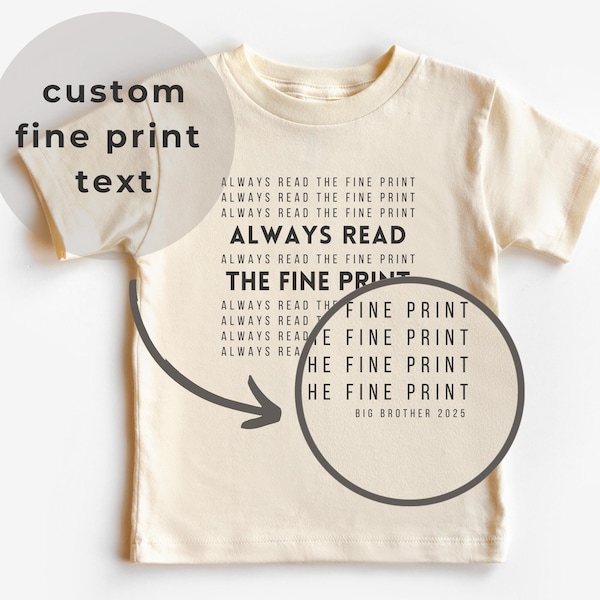 Custom Pregnancy Announcement Read The Fine Print for Big Sister or Big Brother, Fun 2nd Pregnancy Reveal Ideas for Husband Tio and Tia