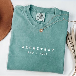 Custom Architect Unisex Comfort Colors Shirt with EST Year, Architect Graduation Gift Idea for Men and Women, Personalized Architect Gift