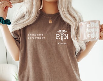 ED Nurse Gift Comfort Colors Shirt Personalized with Name, Custom ER Nurse Tee, Emergency Room Nurse Crew Shirt, New ED Nurse Tshirt
