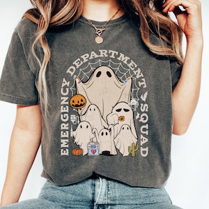 Er Nurse Vintage Halloween Comfort Colors® Team shirt, Spooky Emergency Department Squad, Retro Ghost ER Nurse Group Fall Shirt, ED Nurse