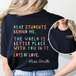 Personalized School Nurse Gift Shirt, Dear Person behind Me Shirt, Mental Health Shirt, School Nurse Back to School First Day of School Tee