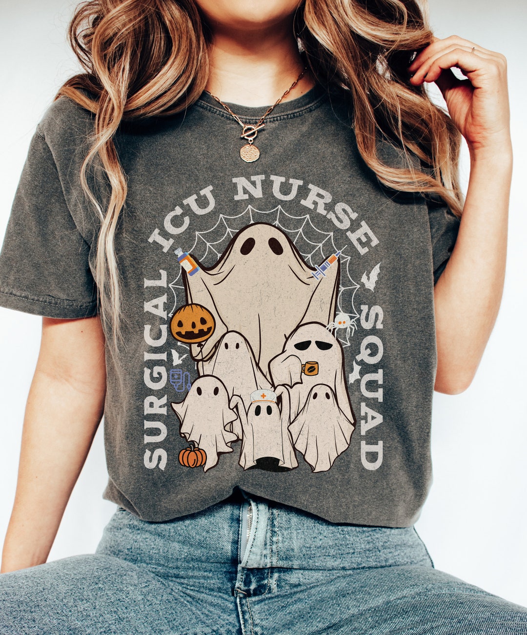 Sicu Nurse Squad Ghouls Vintage Halloween Comfort Colors® Team Shirt ...