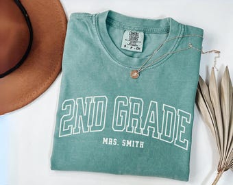 Personalized Comfort Colors® 2nd Grade Teacher Shirt, Custom Second Grade Team Shirts, Teacher Name, Back to School Matching Team Tshirts
