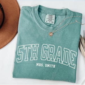 Personalized Comfort Colors® Fifth Grade Teacher Shirt, Custom 5th Grade Team Shirts, Teacher Name, Back to School, Matching Team Tshirts