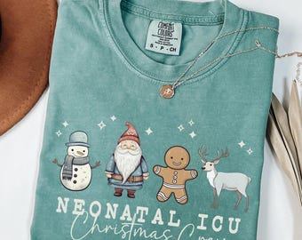 NICU Staff Nurse Gift Unisex Comfort Colors® Shirt for Christmas, Neonatal Nurse Winter Holiday Team Work Tshirt, Nicu Christmas Crew Top