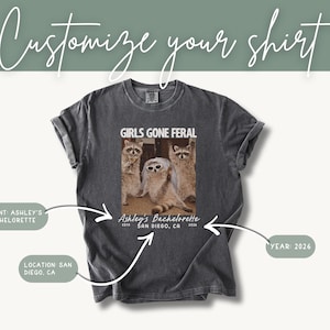 Girls Gone Feral Funny Vintage Raccoon Photo Bachelorette Comfort Colors Shirt, Feral Bride Bach Party Tee image 8
