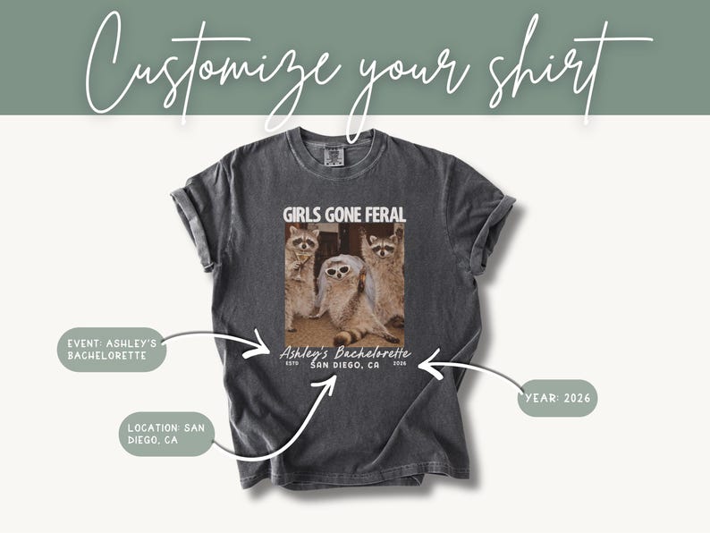 Girls Gone Feral Funny Vintage Raccoon Photo Bachelorette Comfort Colors Shirt, Feral Bride Bach Party Tee image 8