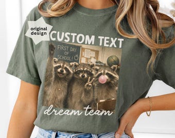 Teacher Shirt Funny Raccoon Dream Team Comfort Colors Custom Grade Level or Subject Top, Personalized Back To School Vintage Graphic Tee