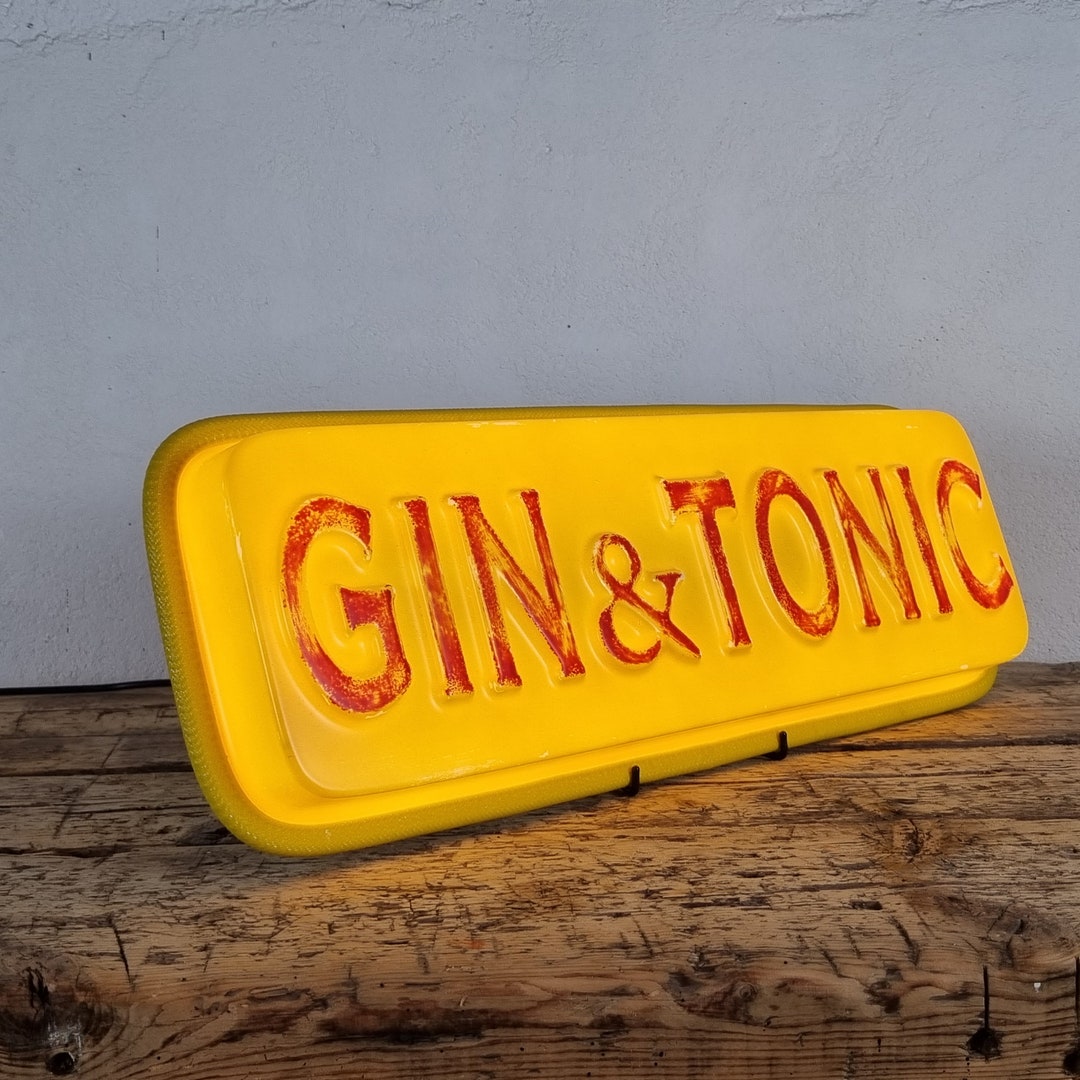 Retro gin & Tonic Light Box. Etsy
