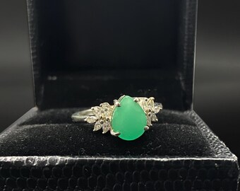 Sterling Silber Ring mit Smaragdschliff: Grüner Edelstein, Vintage-Stil