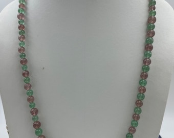 Collar de cuentas de aventurina natural rojo-verde: joyería de piedras preciosas auténticas