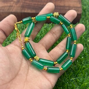 Natural Emerald Capsule Pendant Necklace: Handmade Green Birthstone Jewelry