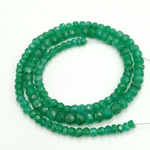 Natural Emerald Faceted Beads Strand, Zambian Emerald Beads Strand, Green Gemstone Beads, Emerald Loose Beads For Making Jewelry Gift