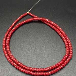 AAA+ Coral Faceted Beads, Natural Red Coral Rondelle Faceted Beads, 20 Inch Coral Gemstone Loose Beads For Making Jewelry Gift