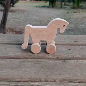 Handmade Wooden Horse Toy: Natural Eco-Friendly Toddler Gift