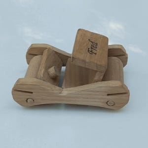 Personalized Wooden Flintstones Car: Organic Eco-Friendly Toy