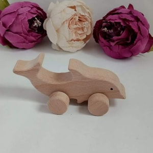 Handmade Wooden Dolphin Toy: Eco-Friendly Toddler Vehicle