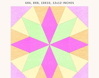 Star Quilt Block Pattern, 4 Sizes Included, FPP, Foundation Paper Piecing Pattern, PDF
