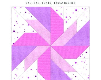 Triple Ribbon Quilt Block Pattern,4 Sizes Included, FPP, Foundation Paper Piecing Pattern, PDF