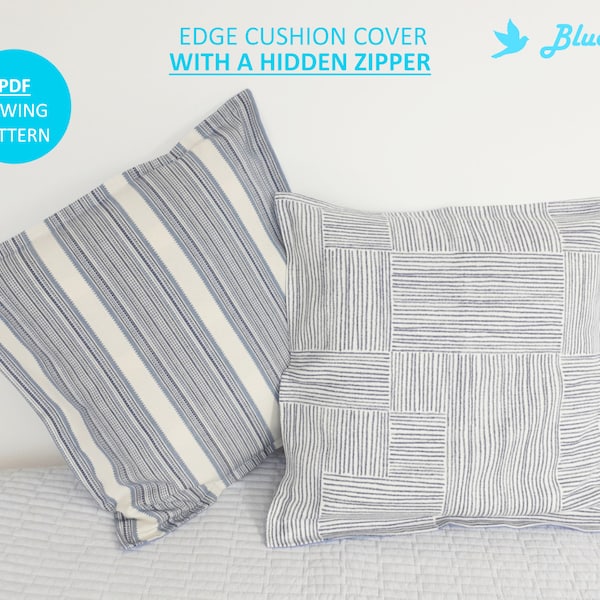 Cushion Cover PDF SEWING PATTERN, Fits 45x45cm cushion pad, With a hidden zipper, Step-by-Step Instructions