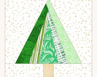 Christmas Tree Quilt Block Pattern, 4 Sizes Included, FPP, Foundation Paper Piecing Pattern, PDF