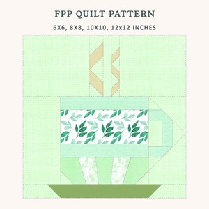 Coffee Mug Quilt Block Pattern, 4 Sizes Included, FPP, Foundation Paper Piecing Pattern, PDF