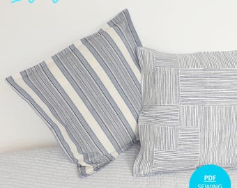 Cushion Cover PDF SEWING PATTERN, Fits 45x45cm cushion pad, With a hidden zipper, Step-by-Step Instructions