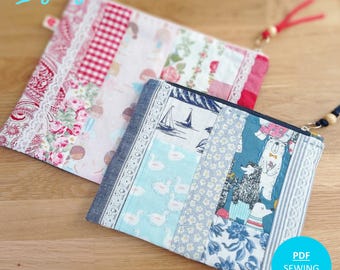 キルトポーチバッグの型紙（PDF形式、2サイズ、説明書付き）