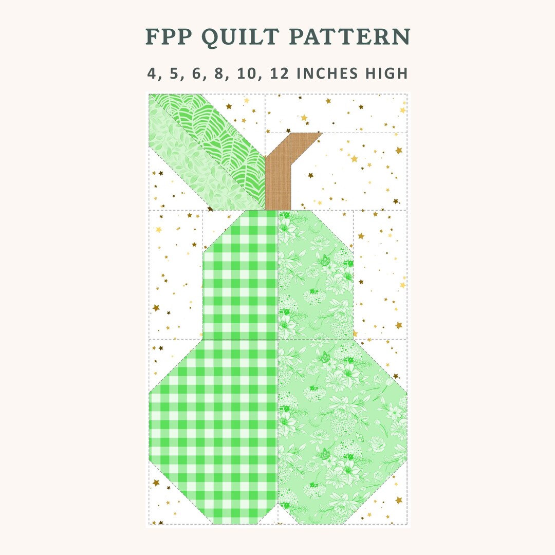 Pear Quilt Pattern, 6 Sizes Included, FPP, Foundation Paper Piecing ...