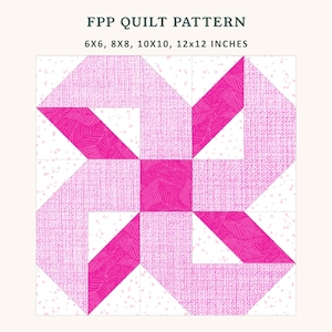 Twisted Ribbon Quilt Block Pattern, 4 Sizes Included, FPP, Foundation Paper Piecing Pattern, PDF