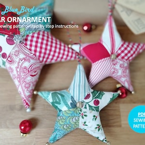 Christmas Tree Star Decoration PDF SEWING PATTERN in two sizes with Instructions