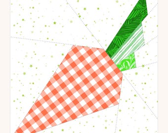 Carrot Quilt Block Pattern, 5 Sizes Included, FPP, Foundation Paper Piecing Pattern, PDF