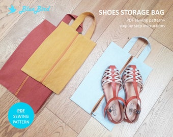 Shoes Storage Bag PDF sewing pattern with step-by-step Instructions