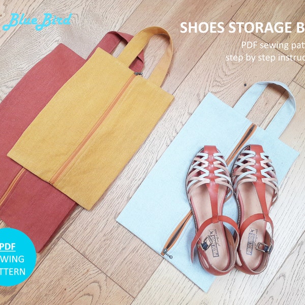 Shoes Storage Bag PDF sewing pattern with step-by-step Instructions