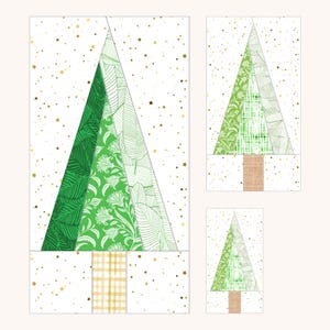 Christmas Tree Block Quilt Pattern, 5 Sizes Included, FPP, Foundation Paper Piecing Pattern, PDF