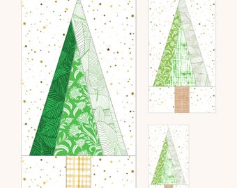 Christmas Tree Block Quilt Pattern, 5 Sizes Included, FPP, Foundation Paper Piecing Pattern, PDF