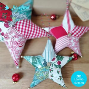 Christmas Tree Star Decoration PDF SEWING PATTERN in two sizes with Instructions