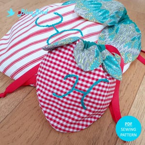 Bolsa de fresa con cordón, bolsa de regalo reutilizable, PATRÓN DE COSTURA PDF en dos tamaños