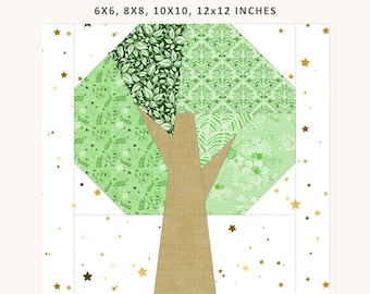 Tree Quilt Block Pattern, 4 Sizes Included, FPP, Foundation Paper Piecing Pattern, PDF