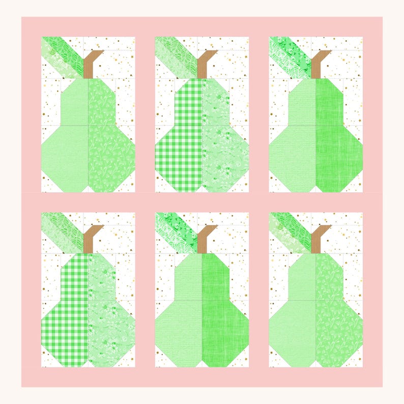 Pear Quilt Pattern, 6 Sizes Included, FPP, Foundation Paper Piecing ...