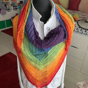 crocheted rainbow triangle scarf cotton polyacrylic