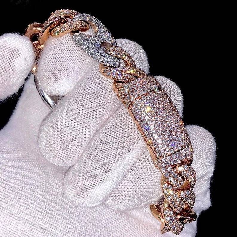 Ice Out Cuban Link Bracelet VVS Moissanite Diamond Cuban - Etsy