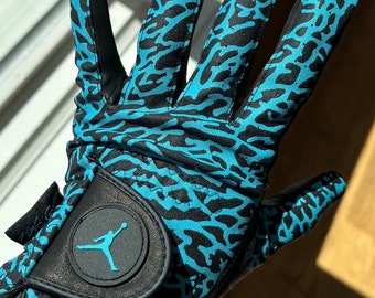 Air Jordan Golf Glove Black and Gamma Blue Elephant print